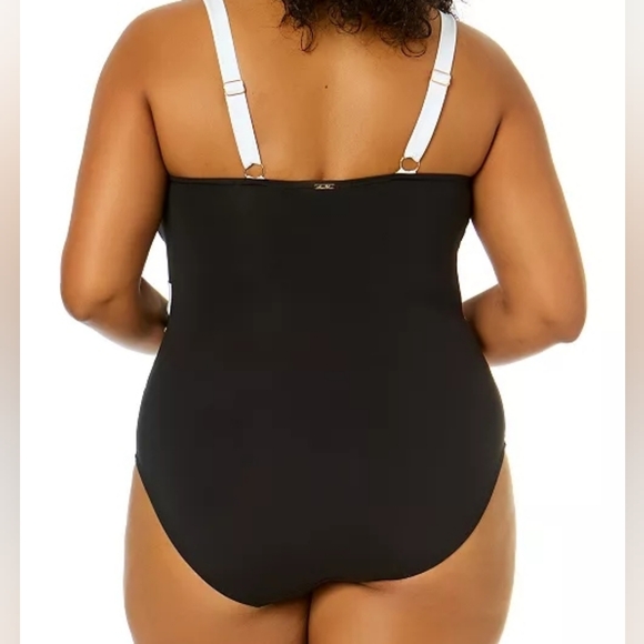 Anne Cole NWOT Black & White Mesh One Piece Swimsuit - 22W - Picture 2 of 8